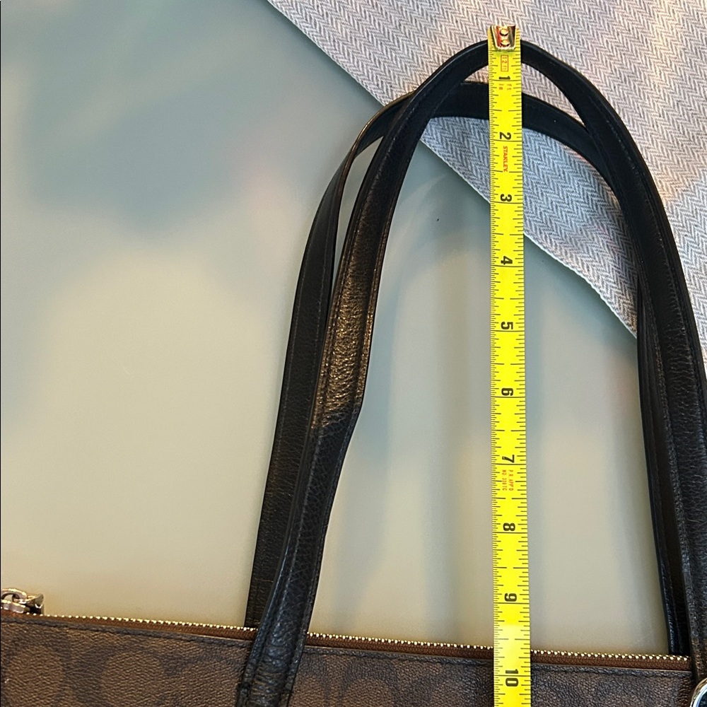 Coach Black and Brown Monogram Tote with 💛 Yellow Taxi Motif (EUC) - Picture 11 of 12